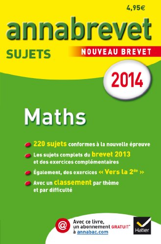 Annabrevet sujets 2014 : Mathématiques
